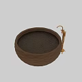 Elegant Woven Bamboo Bathtub With Golden Faucet For Modern Bathroom Decor