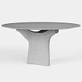 Elegant Round White Dining Table With Modern Black Sculptural Base Design 3d model