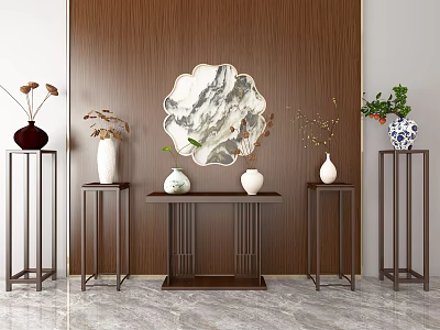 Elegant Traditional Flower Stands With Vases Plants And Wooden Wall Artwork 3d model Elegant Traditional Flower Stands With Vases Plants And Wooden Wall Artwork 3d model