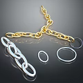 Elegant Jewelry Pieces With Golden Chain Silver Chain And Circular Metal Rings
