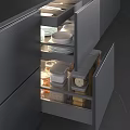 Modern Kitchen Cabinets With Organized Storage Plates Jars And Drawers 3d model