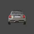 Light Gray Mini Cooper Car Featuring Black Stripes Black Roof Round Headlights And Black Wheels