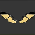 Mythical Creature With Black And Gold Mechanical Wings Symmetric Shiny Reflection
