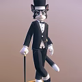 Elegant Cat Like Game Character Wearing Black Suit Top Hat And Cane