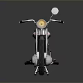 Classic Vintage Motorcycle With Black Body Silver Engine Round Headlight And Rearview Mirror
