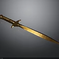 Golden Sword With Decorative Hilt And Smooth Blade On Dark Background