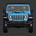 Blue Rockcrawler Off Road SUV With Black Roof And Red Accent Wheels