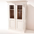 Rustic White Bookcase With Glass Doors And Wooden Shelves For Home Storage