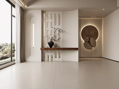 Modern Foyer Corridor With Minimalist Decor And Natural Light 3d model
