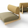 Modern Accent Chairs With Wooden Frame And Beige Green Fabric Cushions