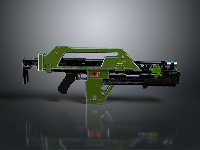 Futuristic Green Weapon With Modern Sleek Structure And Sci-Fi Tactical Features 3d model