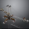 Industrial Crane Structure With Tower Boom Base And Support Wheels