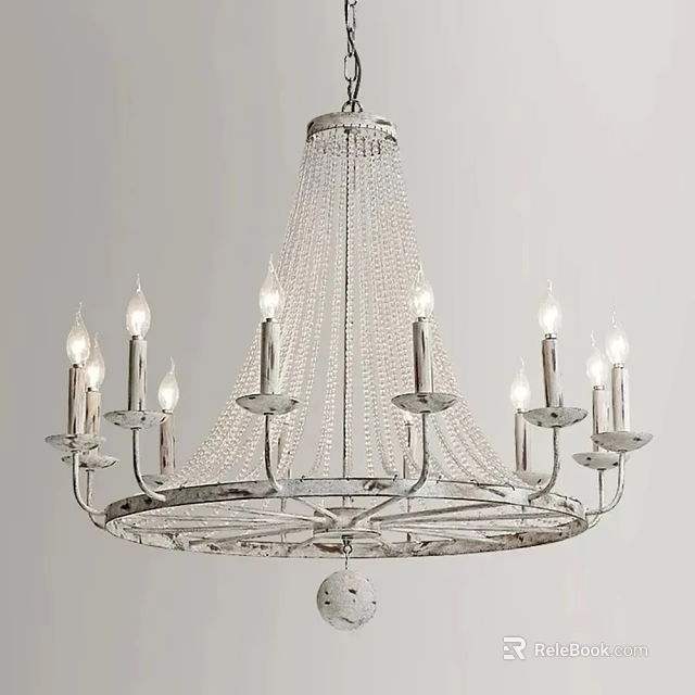 Elegant Crystal Chandelier With Candle Style Arms And Metal Frame Design 3d model 