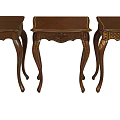 Classic Carved Dark Brown Solid Wood Nesting Side Tables Set For Traditional Home Interior Decor