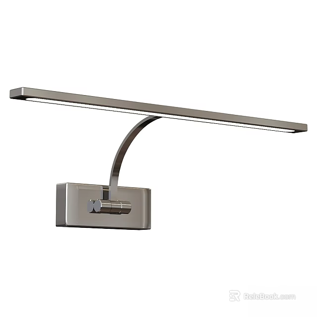 Sleek Modern Metal Wall Light With Curved Arm And Long LED Light Bar Design 3d model 
