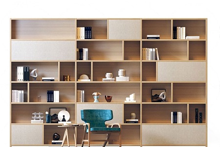 Modern Bookcase Solid Wood Bookcase Single Chair Combination Leisure Chair Creative Art Composition Bookcase Jewelry Ornaments Combination Book Combination 3d model