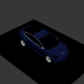 Blue Tesla Electric Sedan With Modern Sleek Design And Alloy Wheels