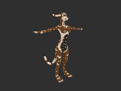 Anthropomorphic Animal Character 3D Model With Brown White Fur Long Ears Standing And Outstretched Arms 3d model
