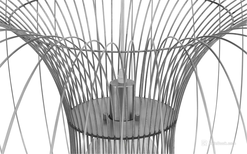 Modern Decorative Chandelier With Intricate Slender Metal Wires And Open Structure 3d model 