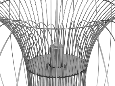 Modern Decorative Chandelier With Intricate Slender Metal Wires And Open Structure 3d model