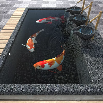 New Chinese style pool landscape pool 3d model