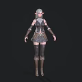 Elven Woman With Silver Hair And Elf Ears In Armor Style Outfit