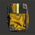 Vintage Yellow And Black Leather Bag With Metal Buckles And Worn Texture