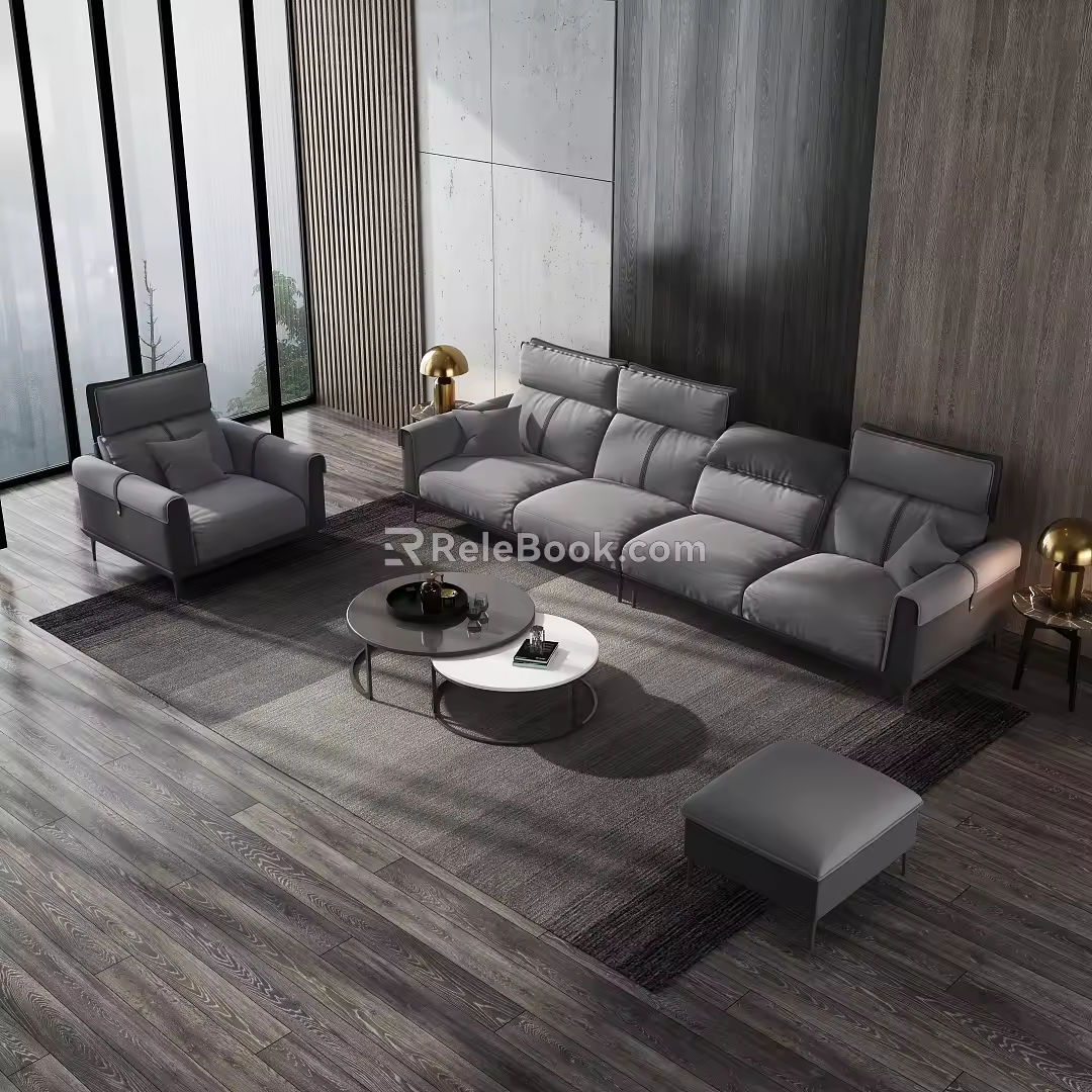 Italian Minimalist Cloth Sofa Coffee Table Combination 3d model