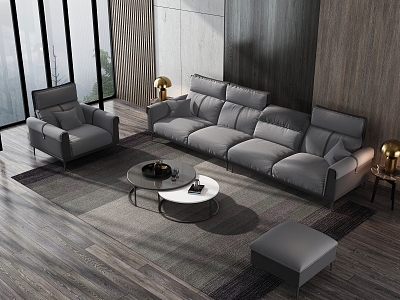 Italian Minimalist Cloth Sofa Coffee Table Combination model