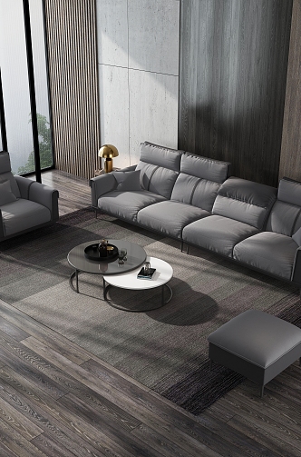 Italian Minimalist Cloth Sofa Coffee Table Combination 3d model