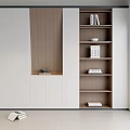 Modern White Bookcase With Multiple Shelves Books And Decorative Items In Minimalist Interior