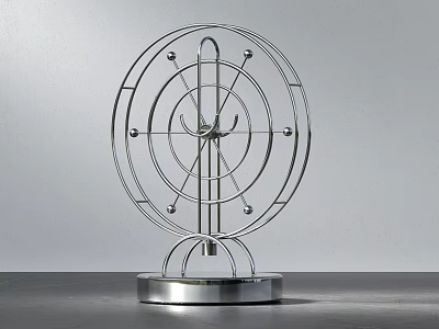 Modern Silver Metal Decorative Ornament Piece With Circular Ring Structure And Spherical Accents For Tabletop 3d model