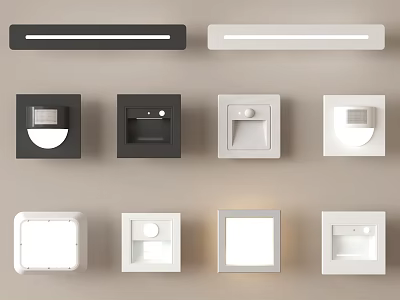 Contemporary Wall Light Fixtures In Black White Beige Square Rectangular Designs 3d model