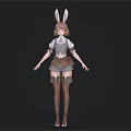 Child Wearing Bunny Ears Vest Skirt Stockings And Shoes Outfit Design