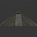 Cartoon Pyramid Scene With Stone Steps And Top Building In Gray Ancient Style