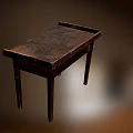Vintage Old Wooden Table With Worn Tabletop And Sturdy Legs Design