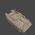 Sand Colored Military Armored Tank with Turret Cannon and Heavy Duty Tracks