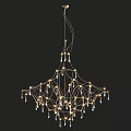 Luxury Modern Golden Frame Chandelier with Hanging Crystal Pendants and Bright Lights