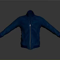 Stylish Blue Jacket With Front Zipper And Extended Sleeves In Open Design 3d model