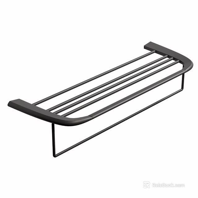 Black Metal Wall Mounted Shelf for Bathroom Daily Washing Supplies Storage 3d model 