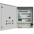 Industrial Equipment Grey Control Panel With Buttons Indicator Lights And Knobs