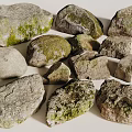 Natural Mossy Stones With Various Sizes Shapes And Textured Surfaces