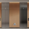 Public Facility Double Elevators With Wooden Panels Metal Doors And Accessibility Sign