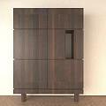 Modern Dark Wood Entryway Cabinet Side Cabinet With Vertical Grain Storage Door Design