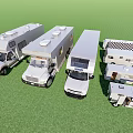 Different Types of Recreational Vehicles and Trailers Parked on Green Grass