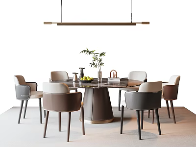 Modern Italian Dining Table and Chair Round Table and Chair 3d model