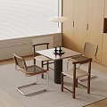 Middle style dining table and chair combination 3d model