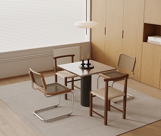 Middle style dining table and chair combination 3d model