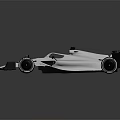 Silver F1 Race Car With Sleek Aerodynamic Body Large Tires Rear Wing And Sporty Design