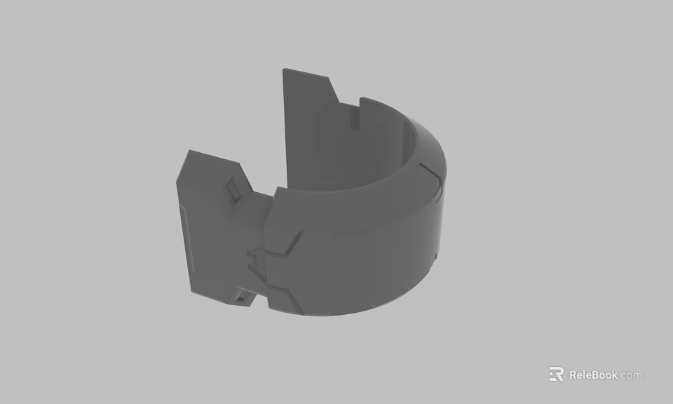 Gray Circular Mechanical Part 3D Model With Structural Notches And Grooves 3d model